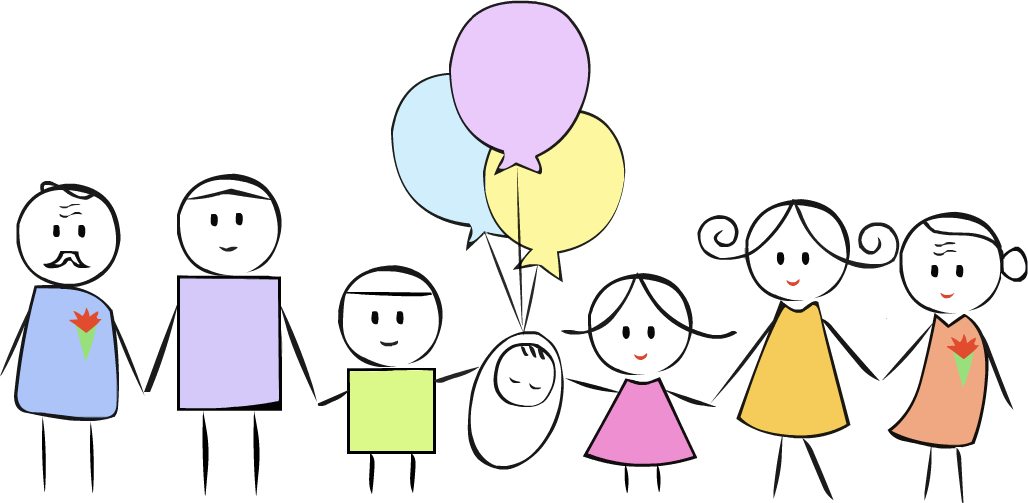 People and balloons illustration