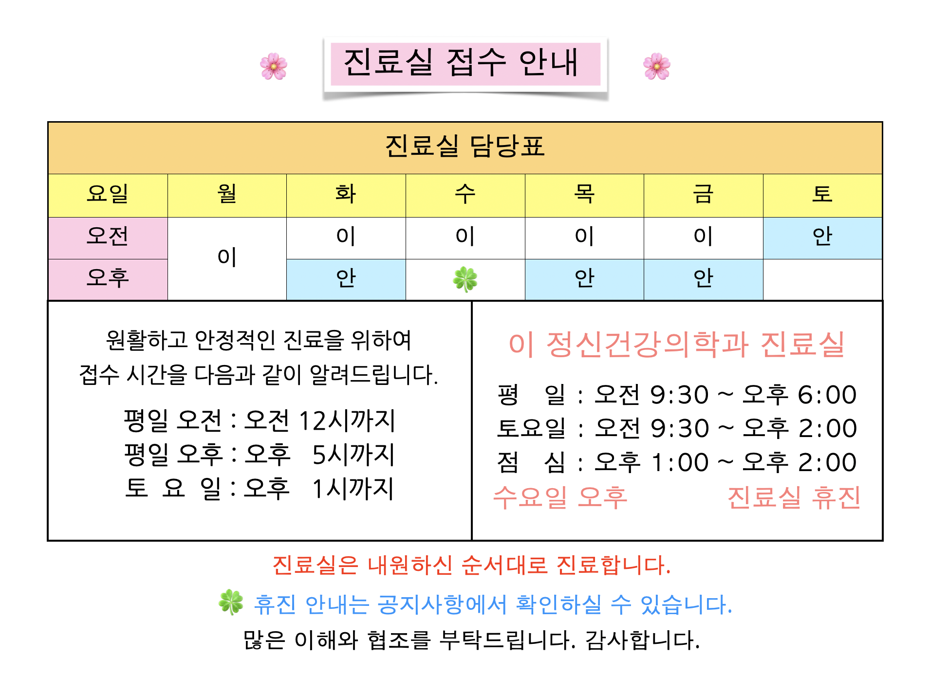 Clinic information